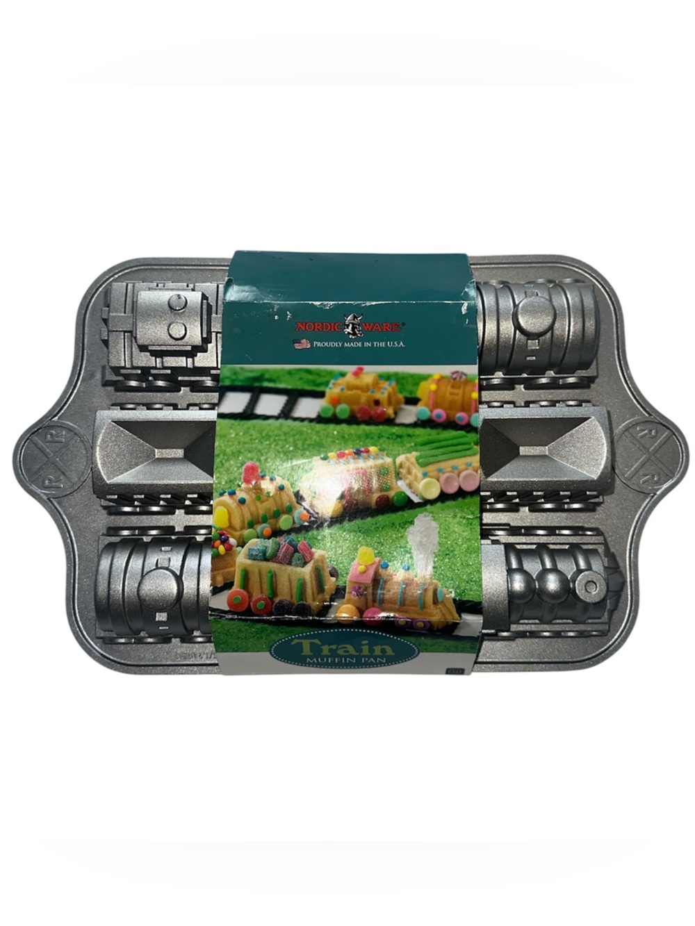 Nordic Ware Cast Aluminum 3-D Train Railroad Muffin Cake Mold Pan